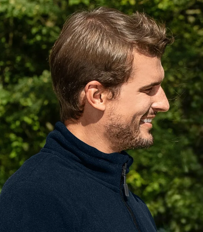 Pánska fleecová bunda kontrastná - Zdvihnutý golier proti chladu na krku