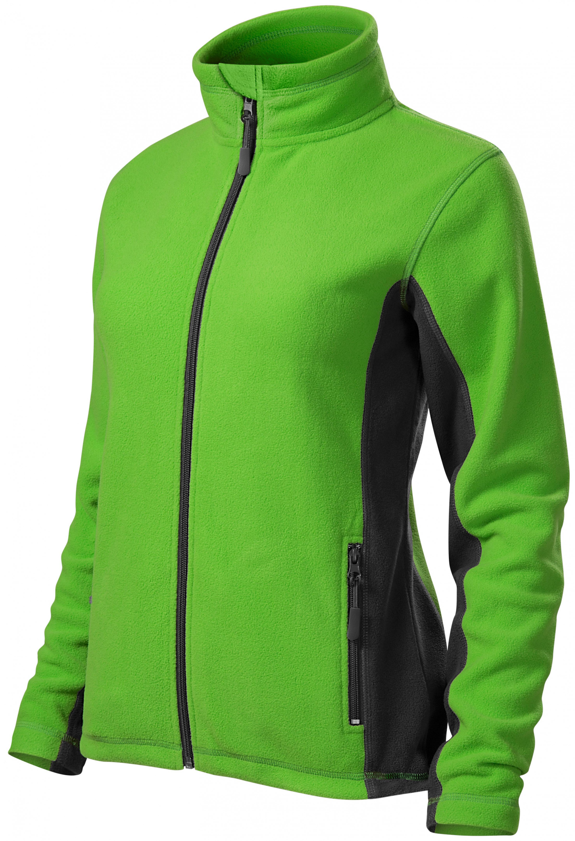 Dámska fleecová bunda kontrastná, jablkovo zelená, 2XL
