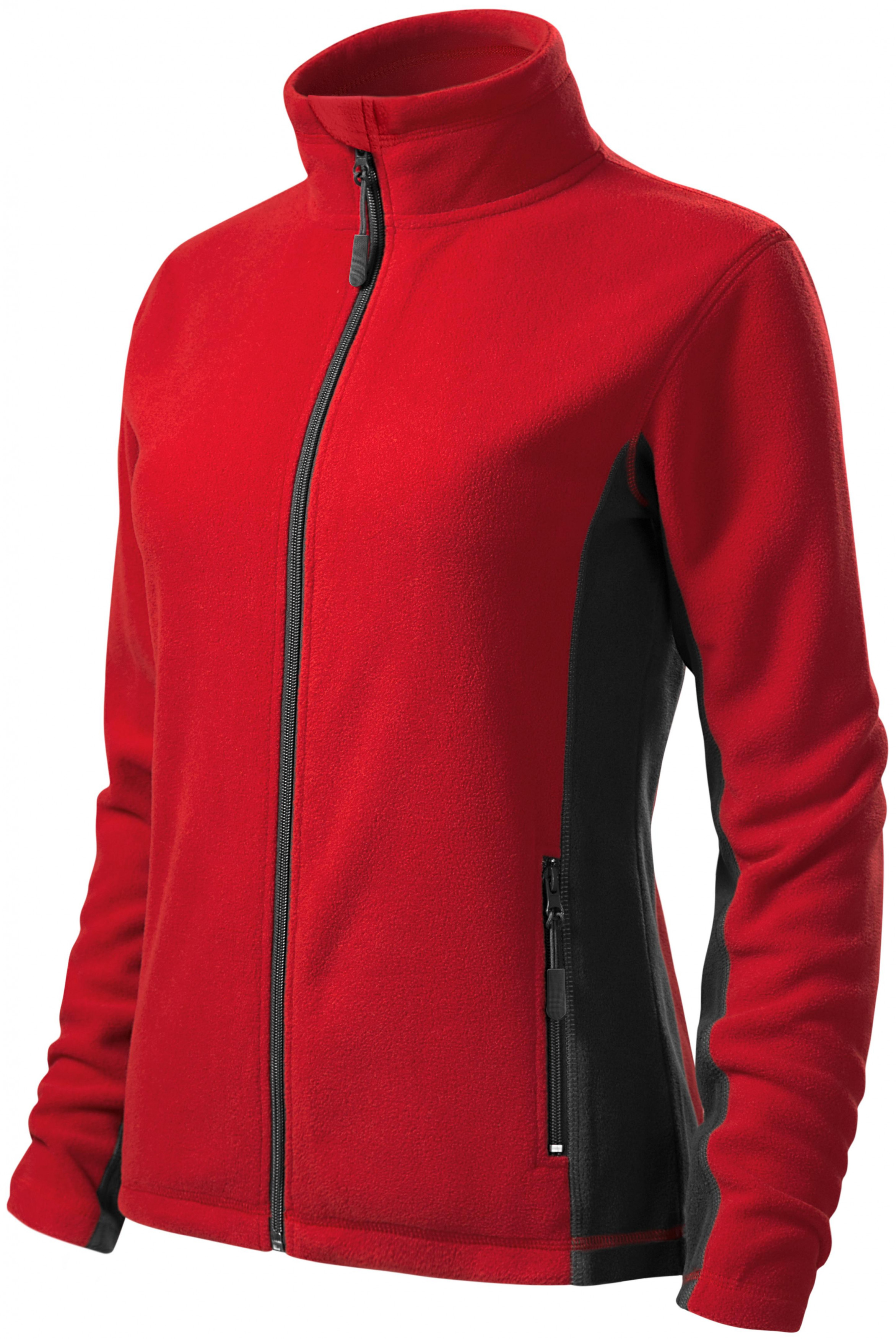 Dámska fleecová bunda kontrastná, červená, 3XL