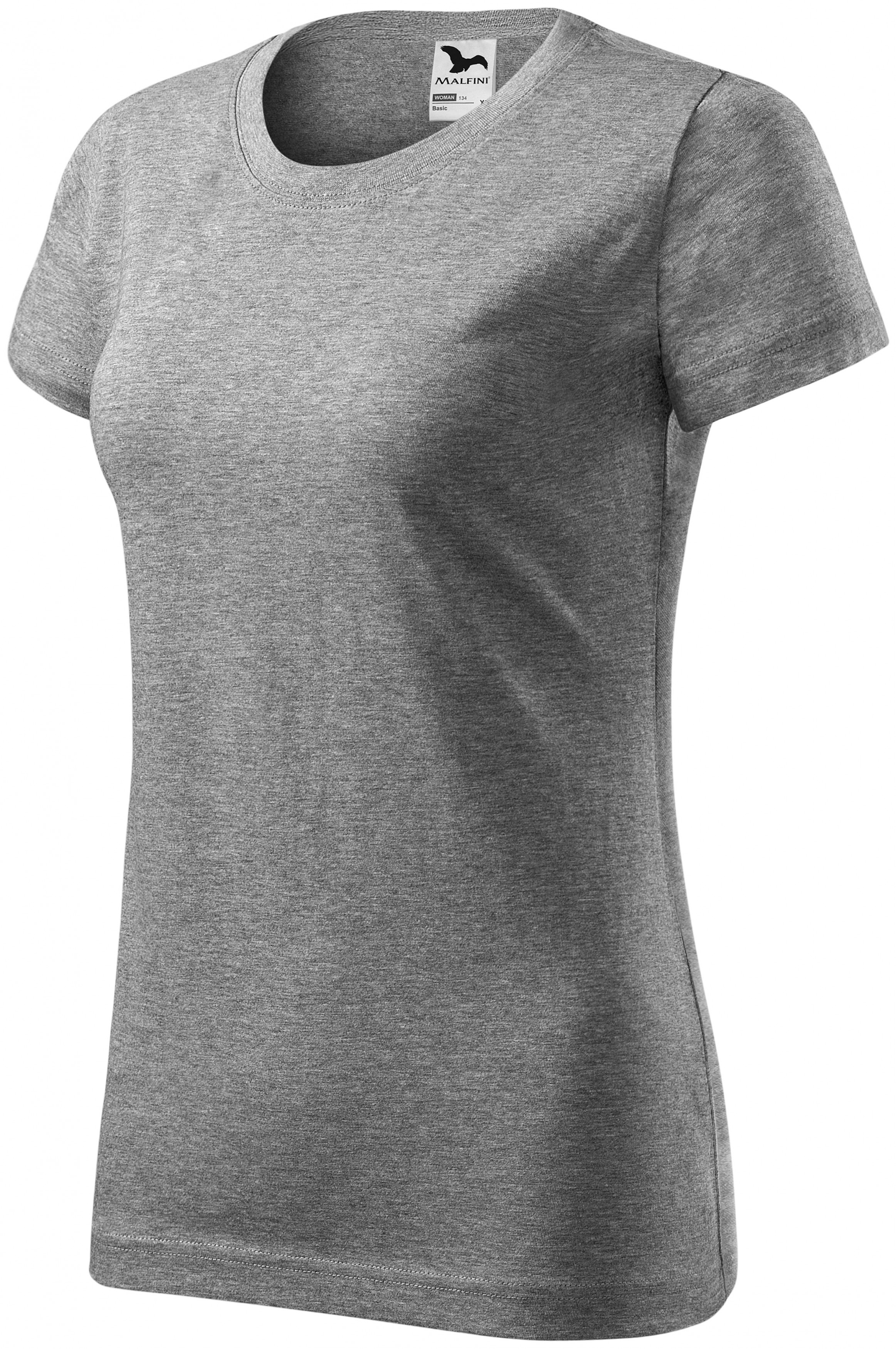 Dámske tričko jednoduché, tmavosivý melír, 3XL