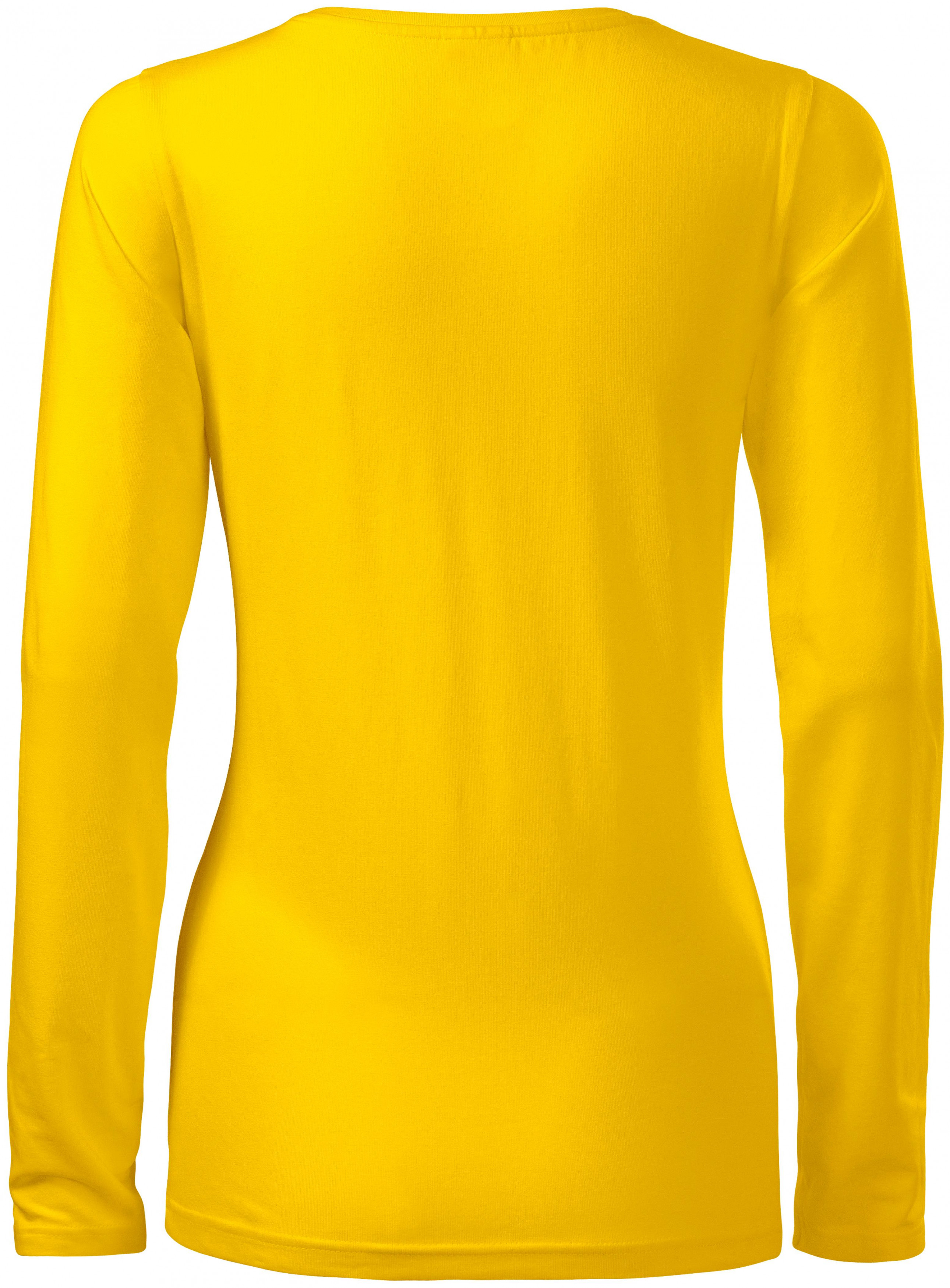 Dámske tričko priliehavé s dlhým rukávom, žltá, M