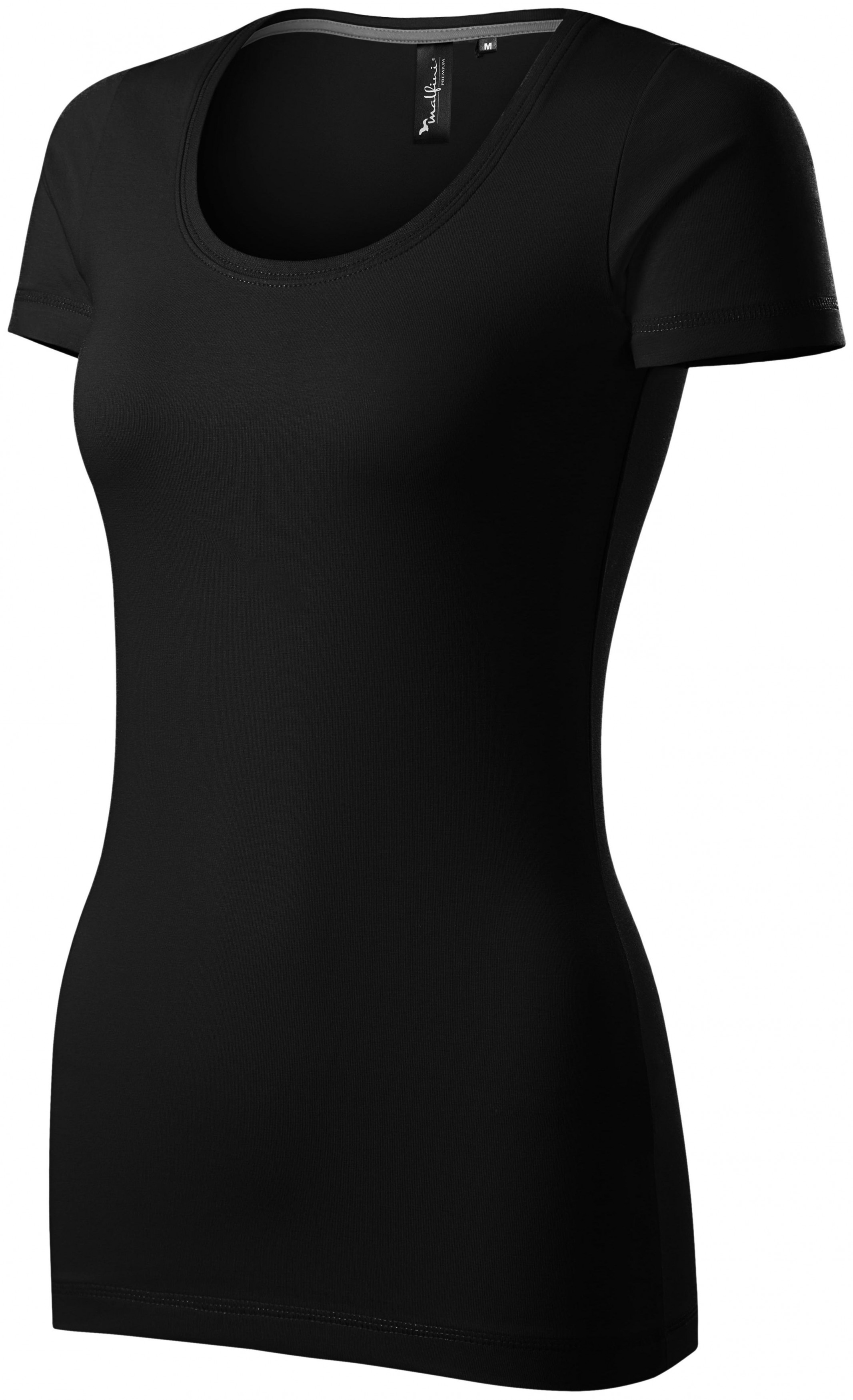 Dámske tričko s ozdobným prešitím, čierna, XL