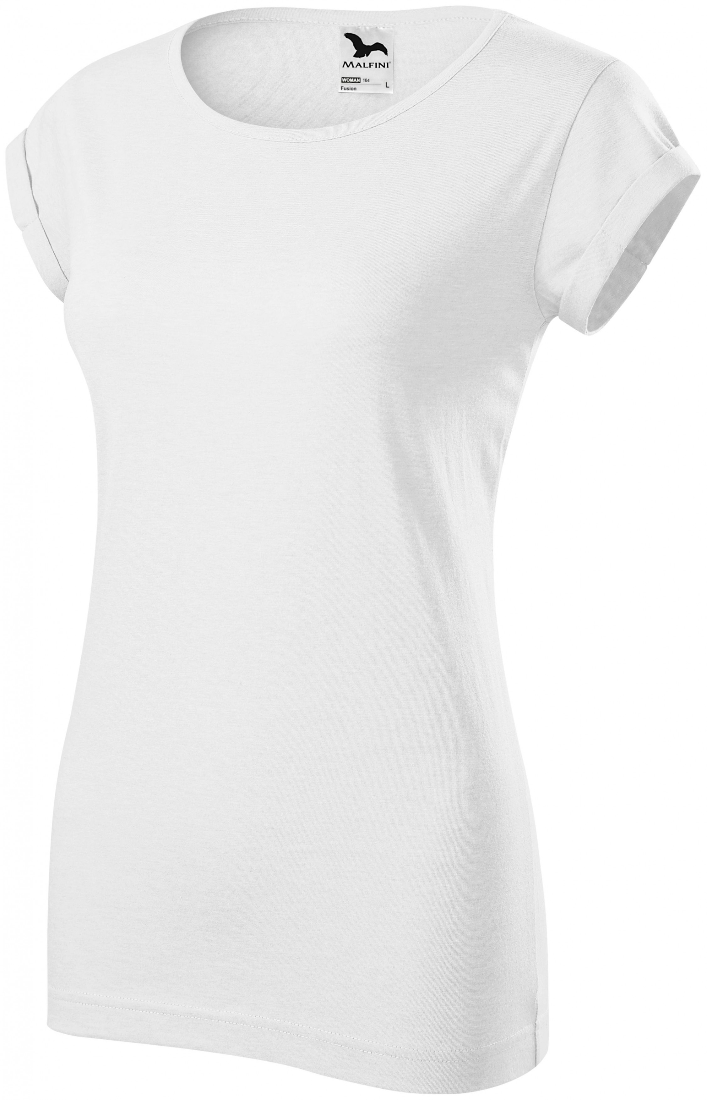 Dámske tričko s vyhrnutými rukávmi, biela, 2XL