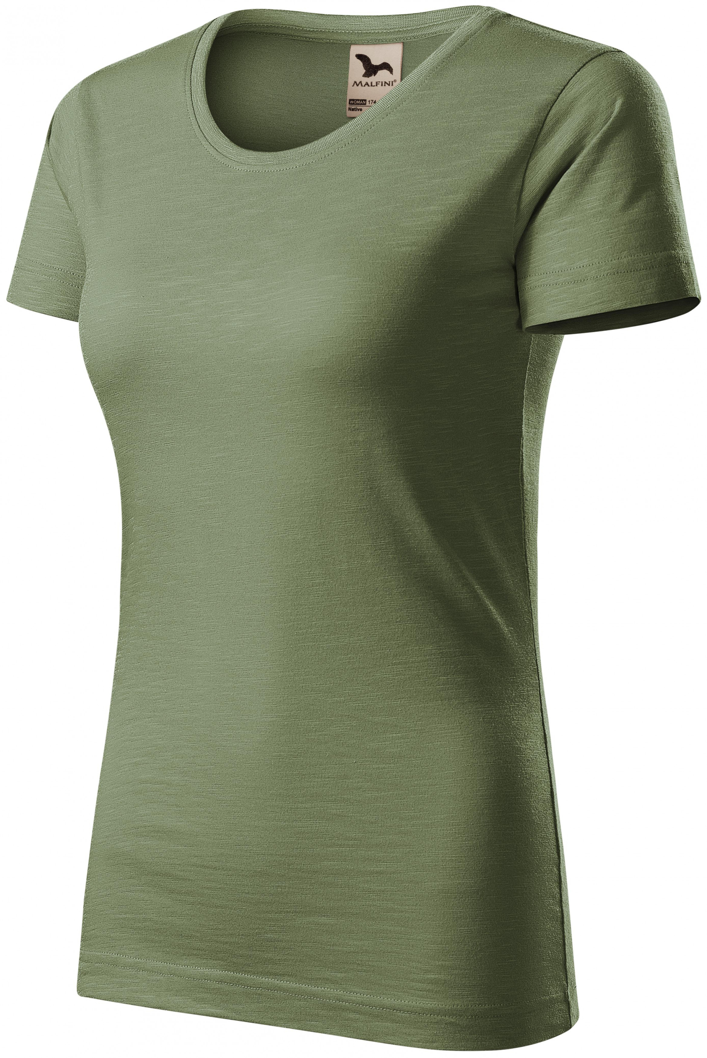 Dámske tričko, štruktúrovaná organická bavlna, khaki, S