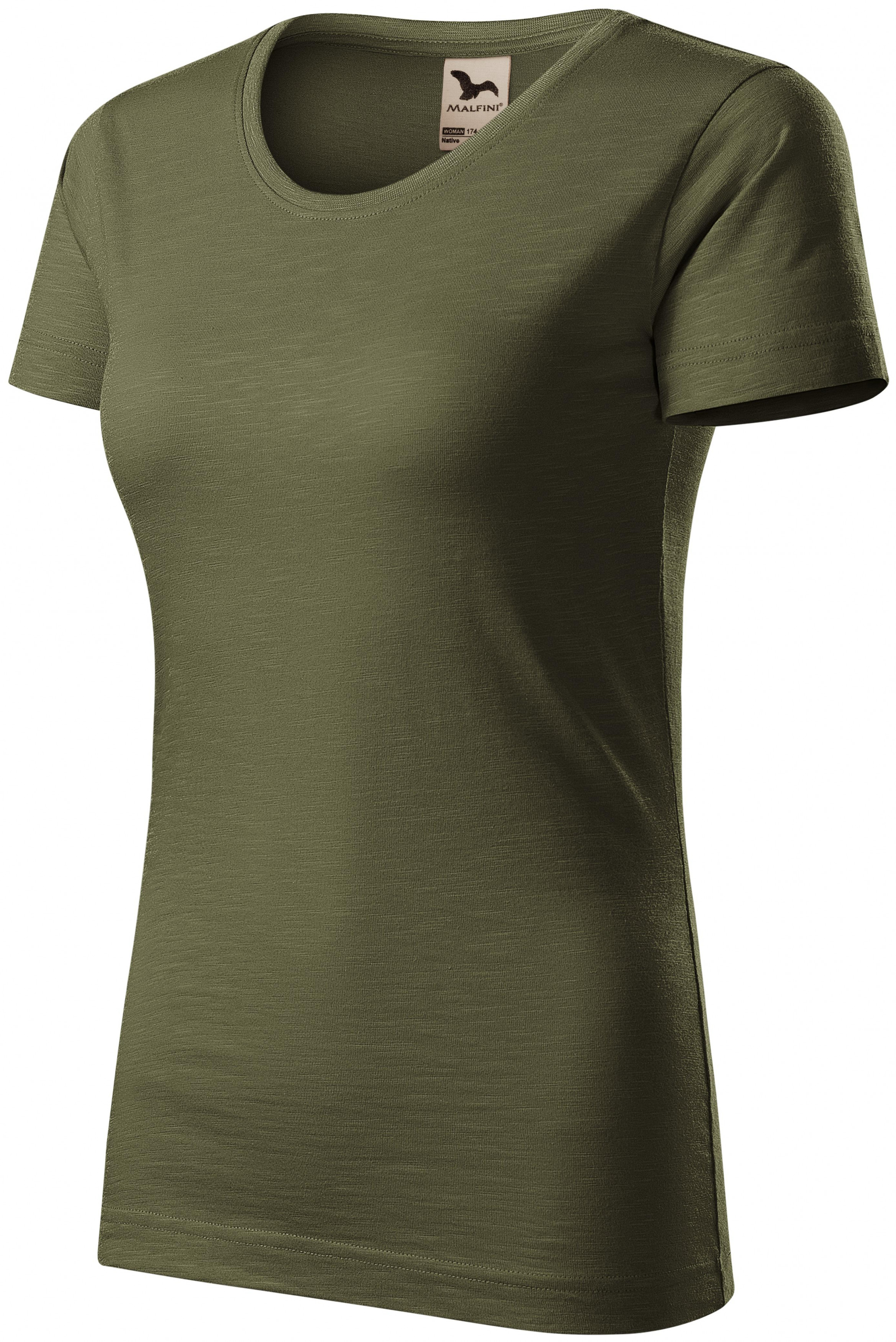 Dámske tričko, štruktúrovaná organická bavlna, military, S