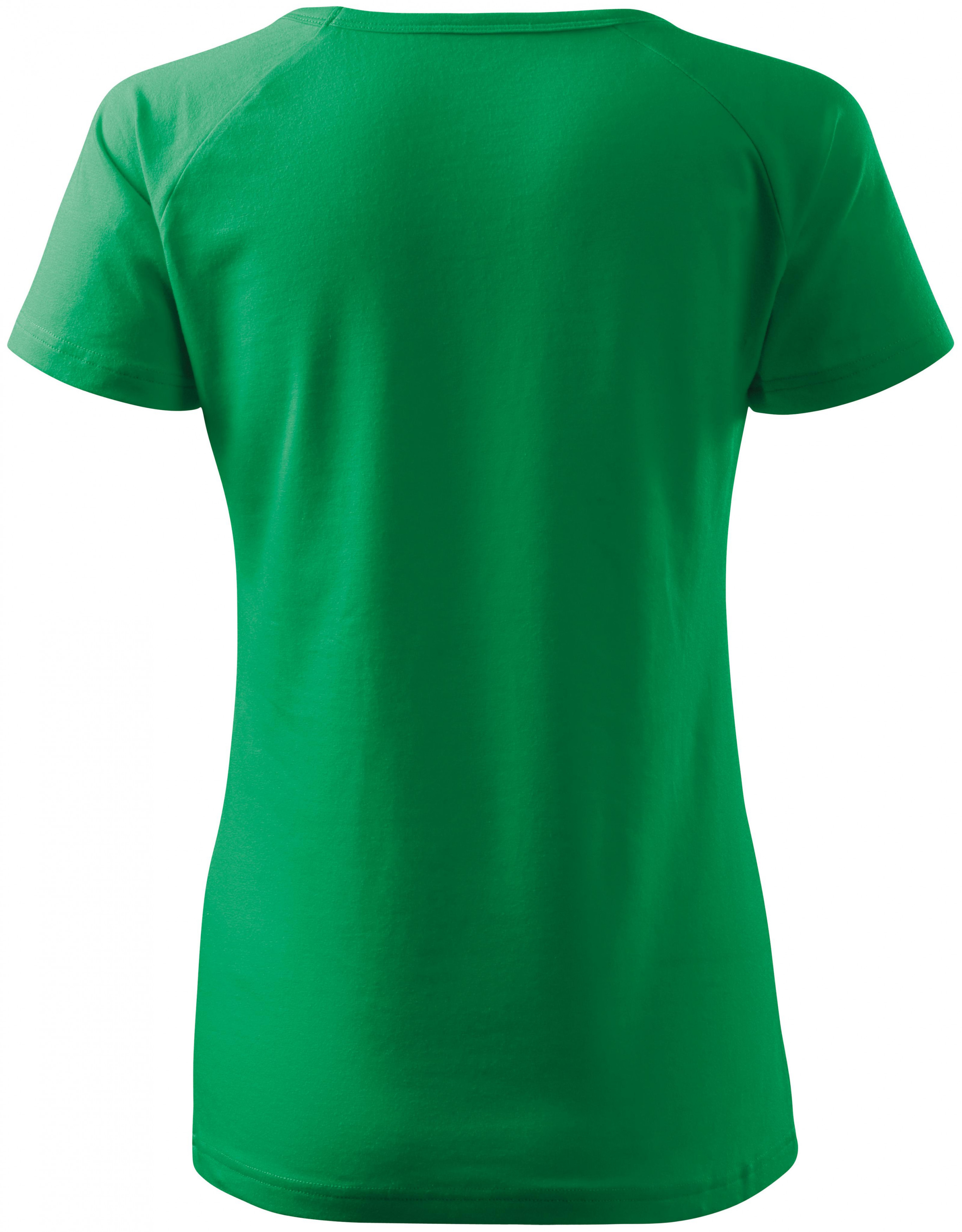 Dámske tričko zúžené, raglánový rukáv, trávová zelená, M
