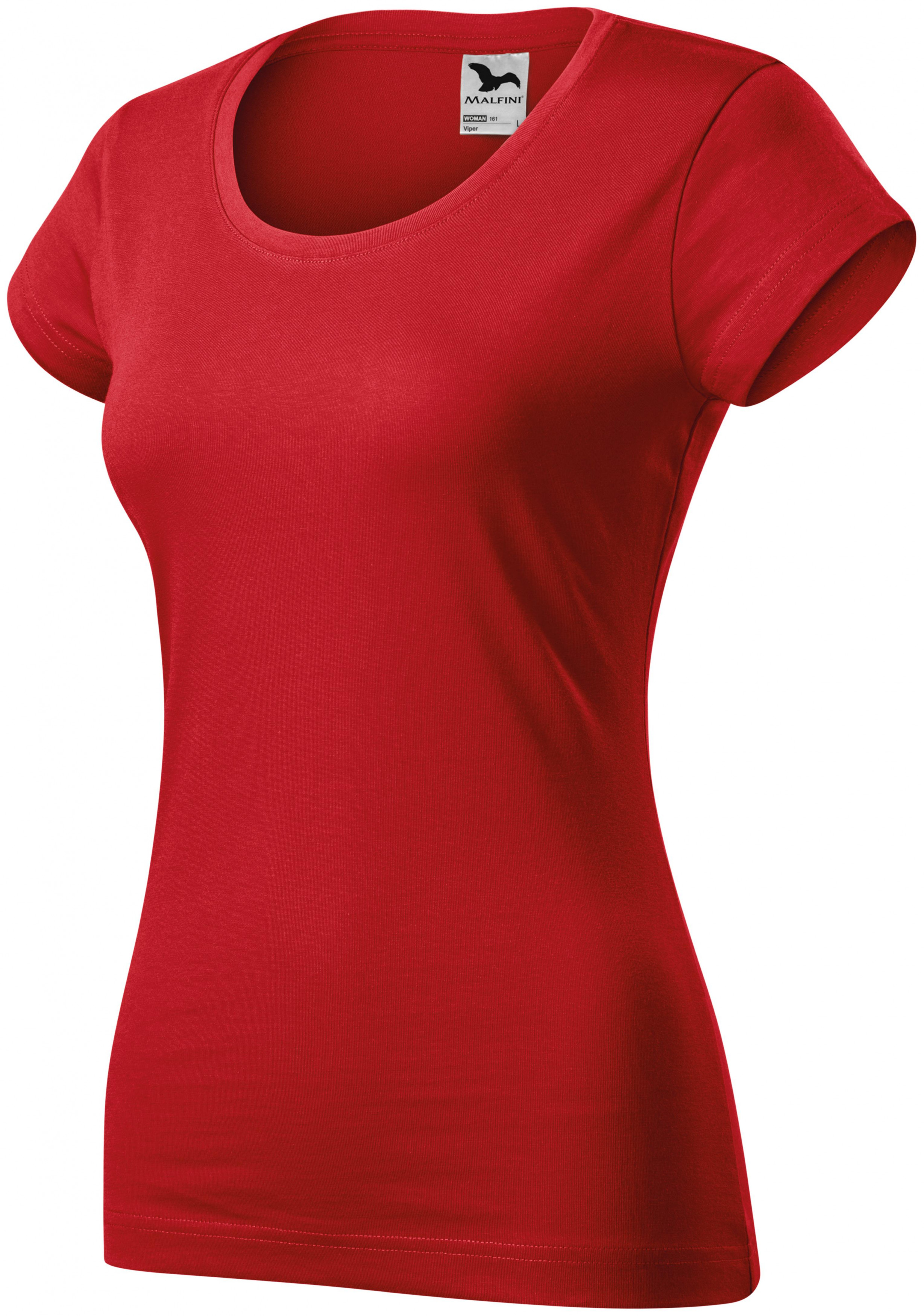 Dámske tričko zúžené s okrúhlym výstrihom, červená, M