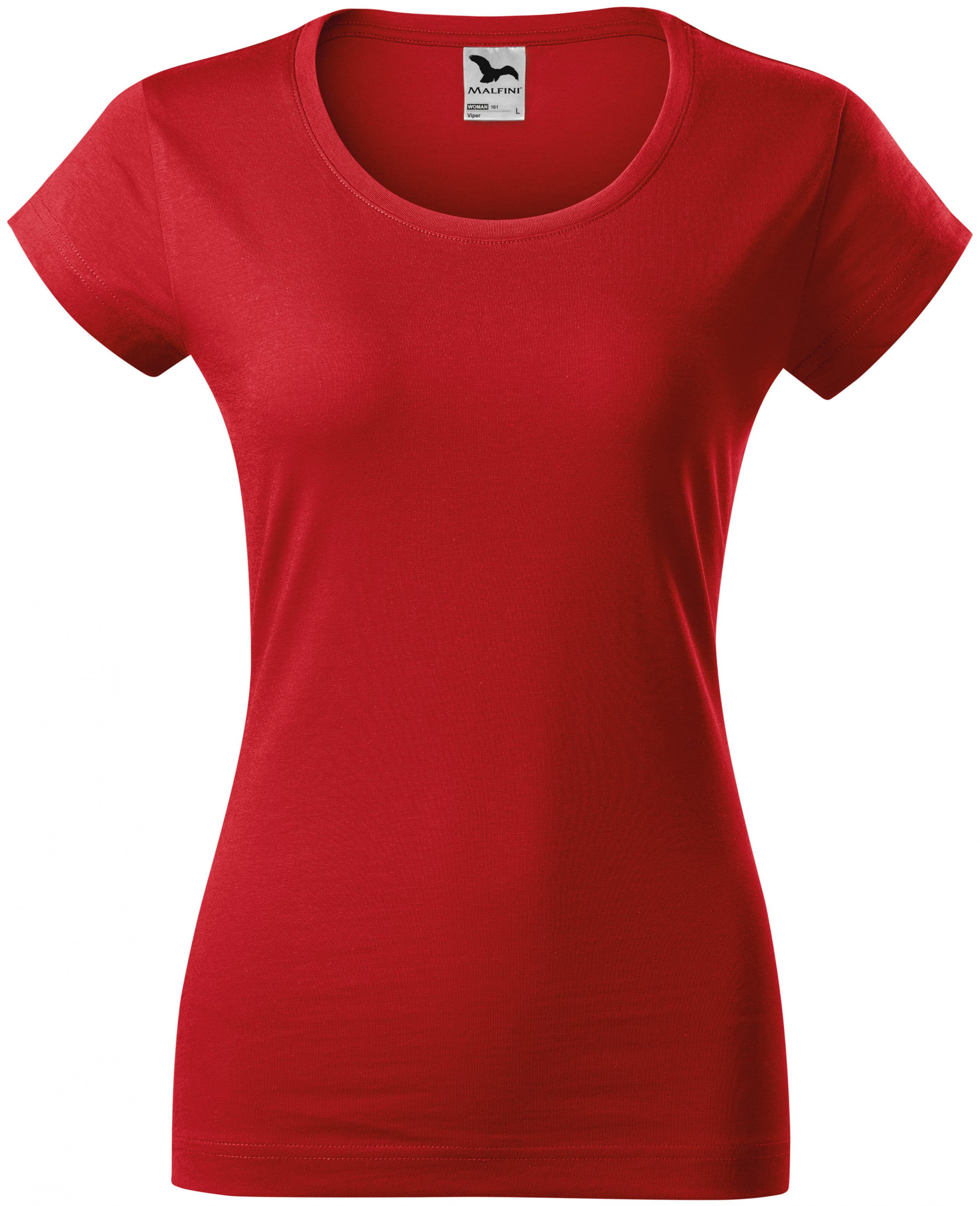 Dámske tričko zúžené s okrúhlym výstrihom, červená, XL