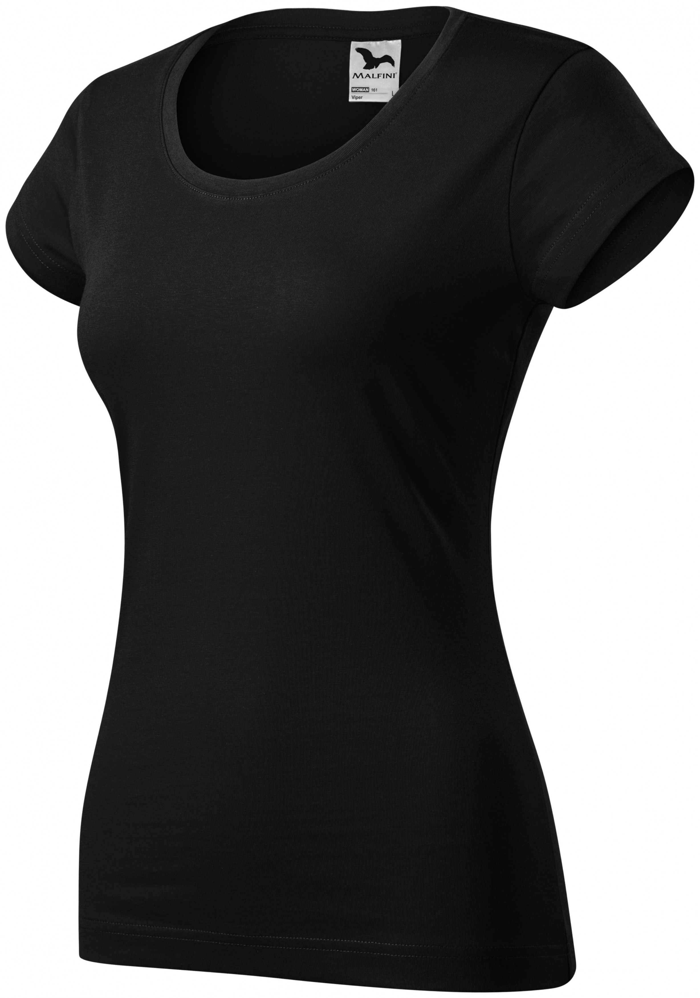 Dámske tričko zúžené s okrúhlym výstrihom, čierna, 2XL