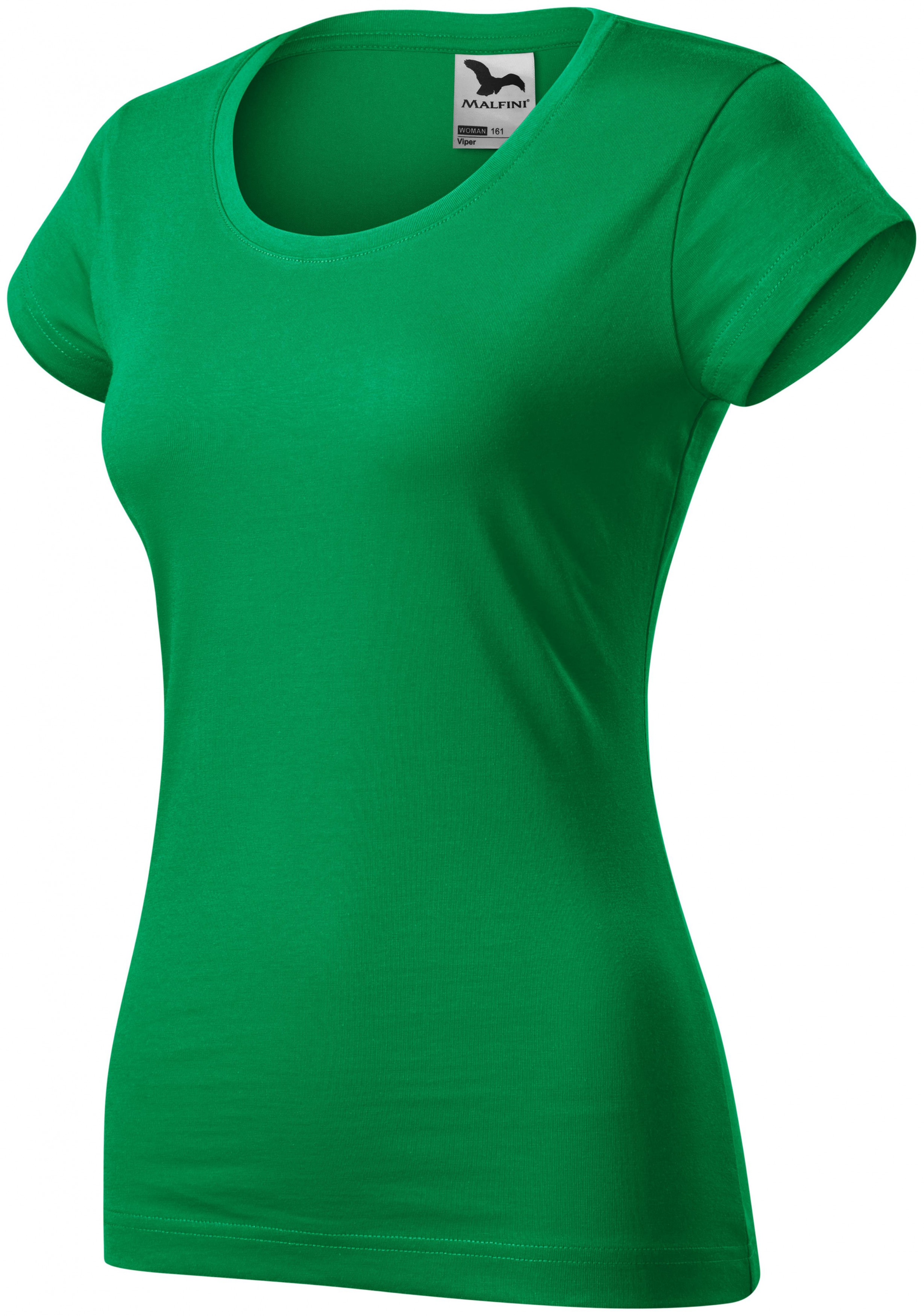 Dámske tričko zúžené s okrúhlym výstrihom, trávová zelená, M
