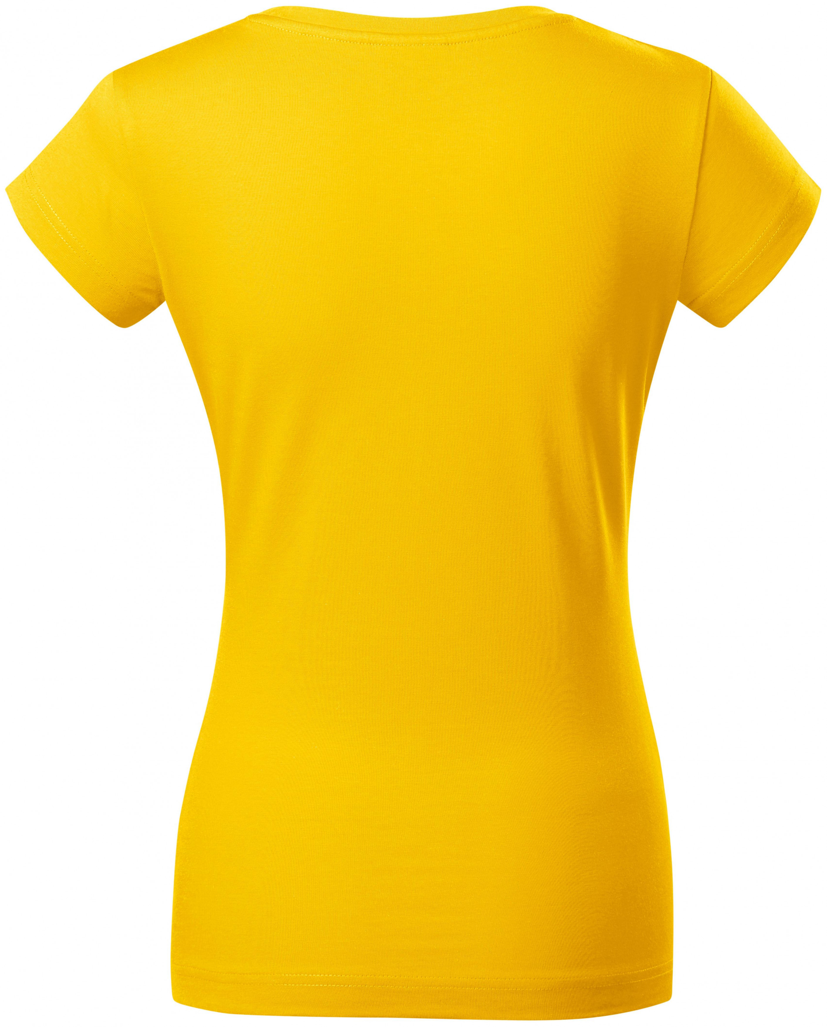 Dámske tričko zúžené s okrúhlym výstrihom, žltá, M