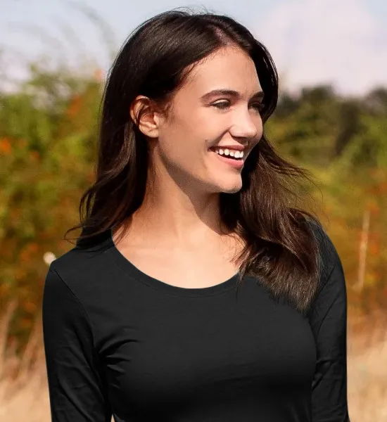 Dámske tričko s dlhými rukávmi - Hlbší okrúhly výstrih