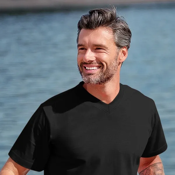 Tričko s krátkym rukávom, stredne hrubé - Výstrih do V