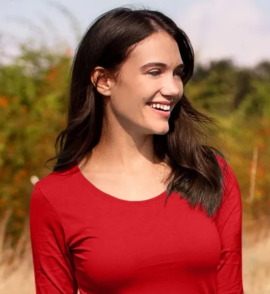 Dámske tričko s dlhými rukávmi - Hlbší okrúhly výstrih