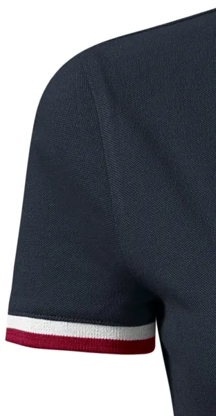 Dámska polokošeľa s golierom hore - Krátke rukávy s kontrastnými pruhmi