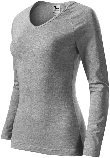 Dámske tričko zúžené, V-výstrih - Pohodlné dámske tričko s dlhými rukávmi