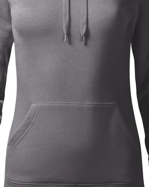 Dámska mikina bez zipsu s kapucňou - Zúžený strih s bočnými švami