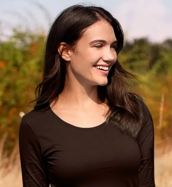 Dámske tričko s dlhými rukávmi - Hlbší okrúhly výstrih