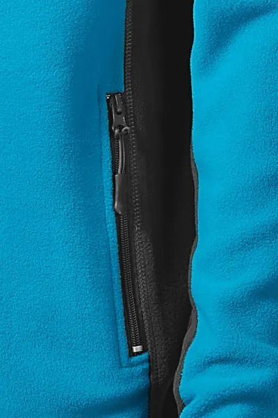 Pánska fleecová bunda kontrastná - Praktické vrecká so zipsom