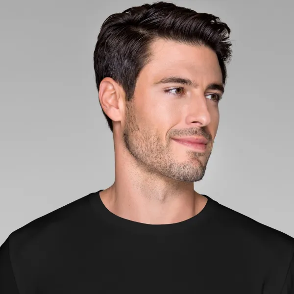 Priliehavé pánske tričko s dlhým rukávom - Klasický okrúhly výstrih