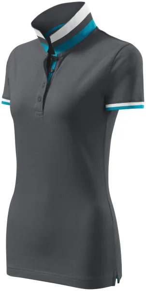 Dámska polokošeľa s golierom hore - Dámska polokošeľa s kontrastným pruhovaným golierom