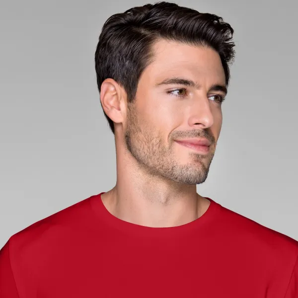 Priliehavé pánske tričko s dlhým rukávom - Klasický okrúhly výstrih