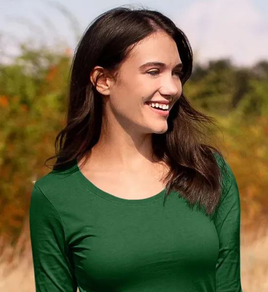 Dámske tričko s dlhými rukávmi - Hlbší okrúhly výstrih