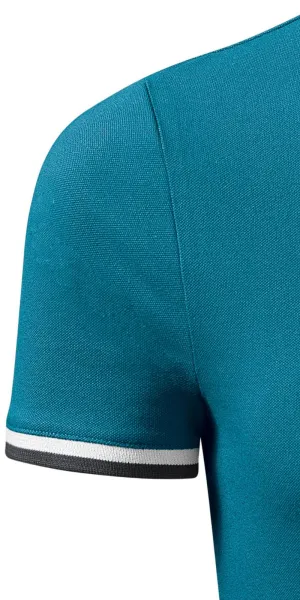 Pánska polokošeľa s golierom hore - Krátke rukávy s kontrastnými pruhmi