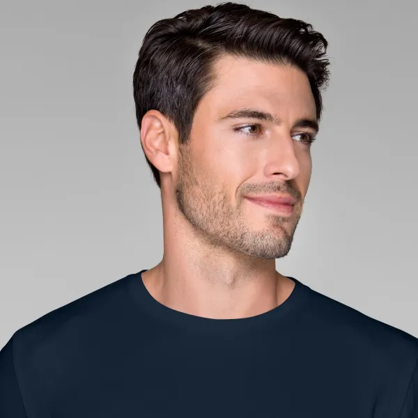 Priliehavé pánske tričko s dlhým rukávom - Klasický okrúhly výstrih