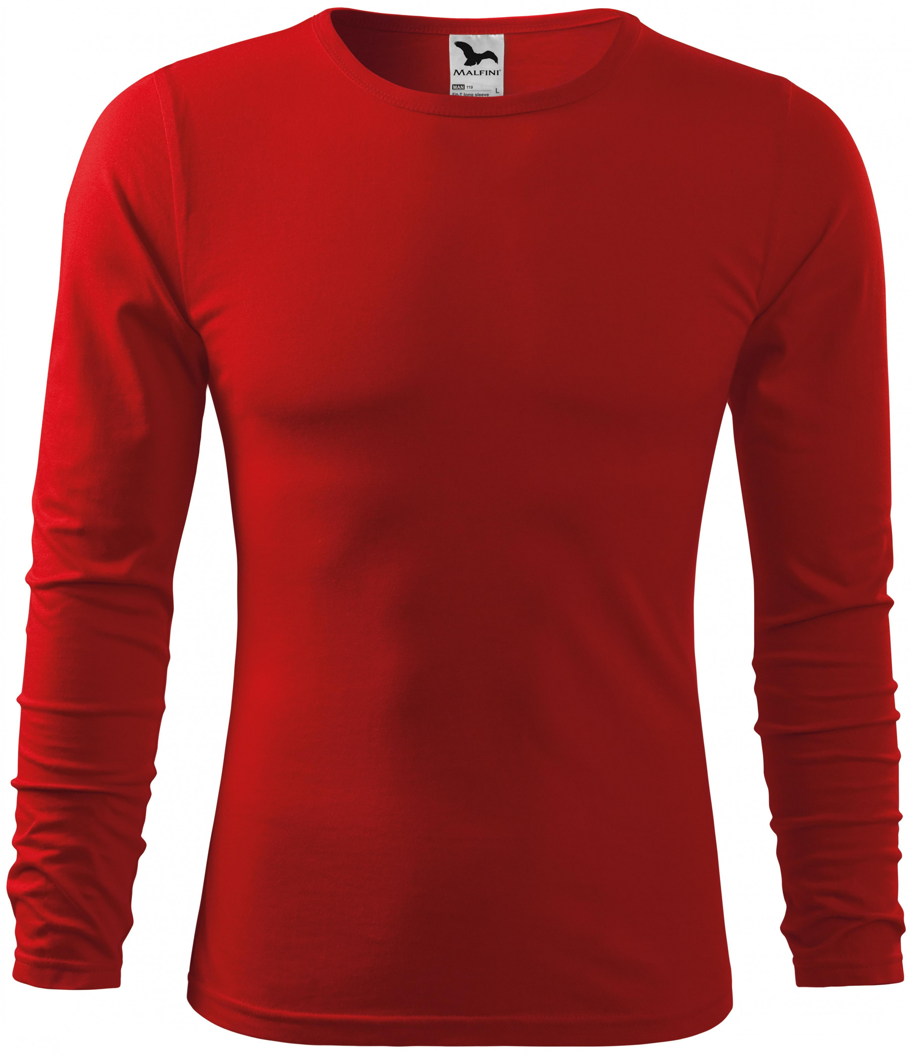 Pánske tričko s dlhým rukávom, červená, 2XL