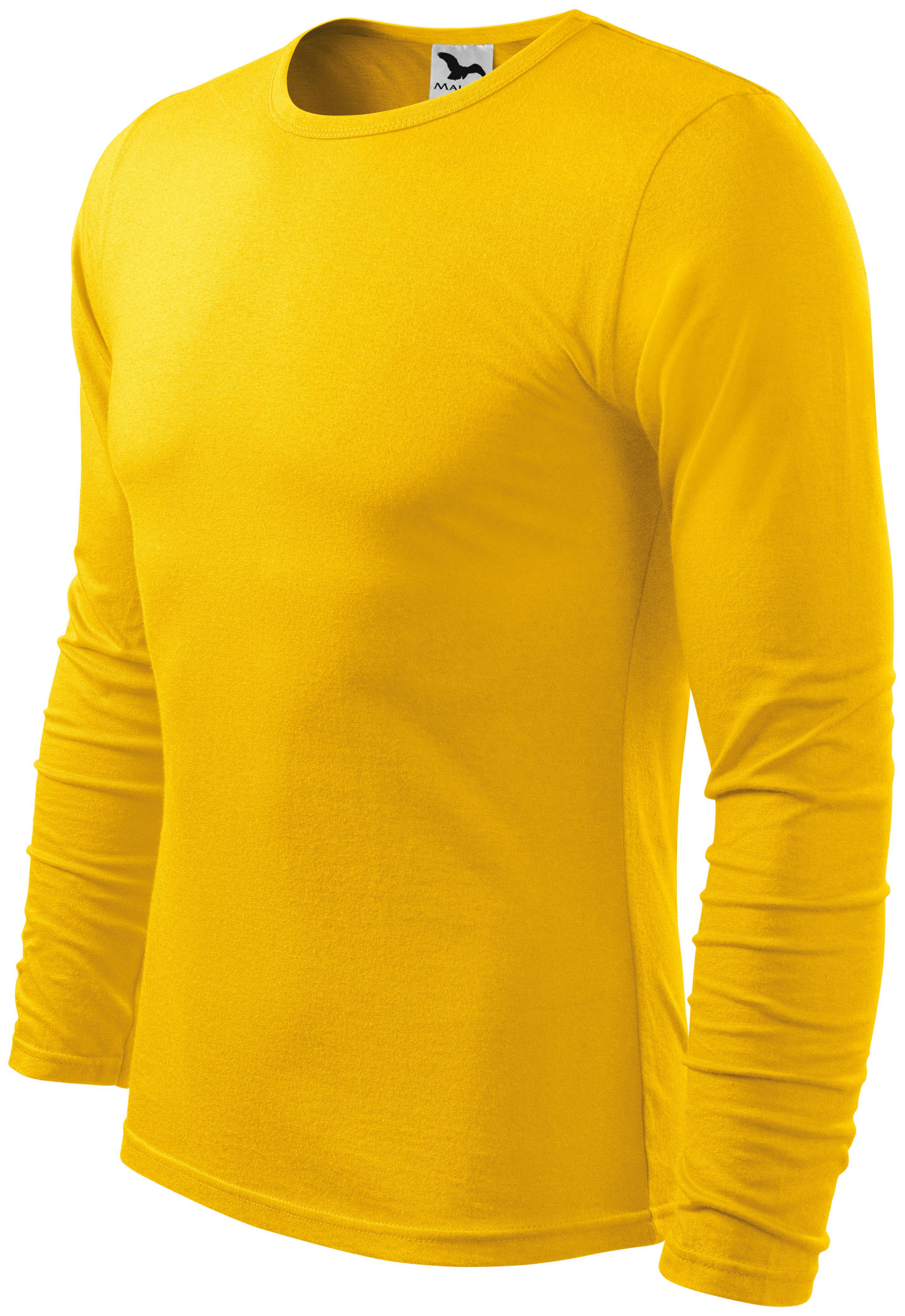 Pánske tričko s dlhým rukávom, žltá, XL