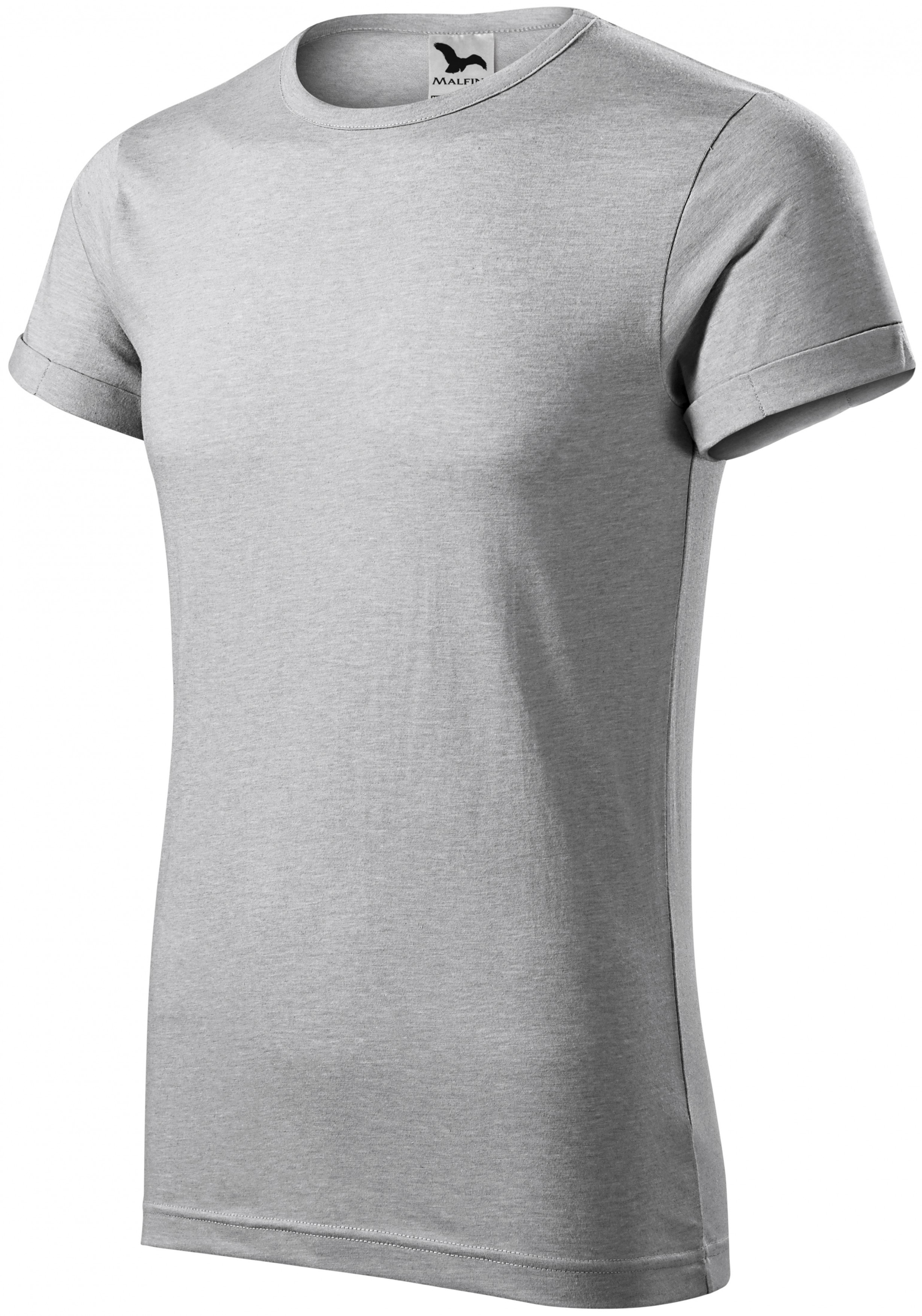Pánske tričko s vyhrnutými rukávmi, strieborný melír, 3XL