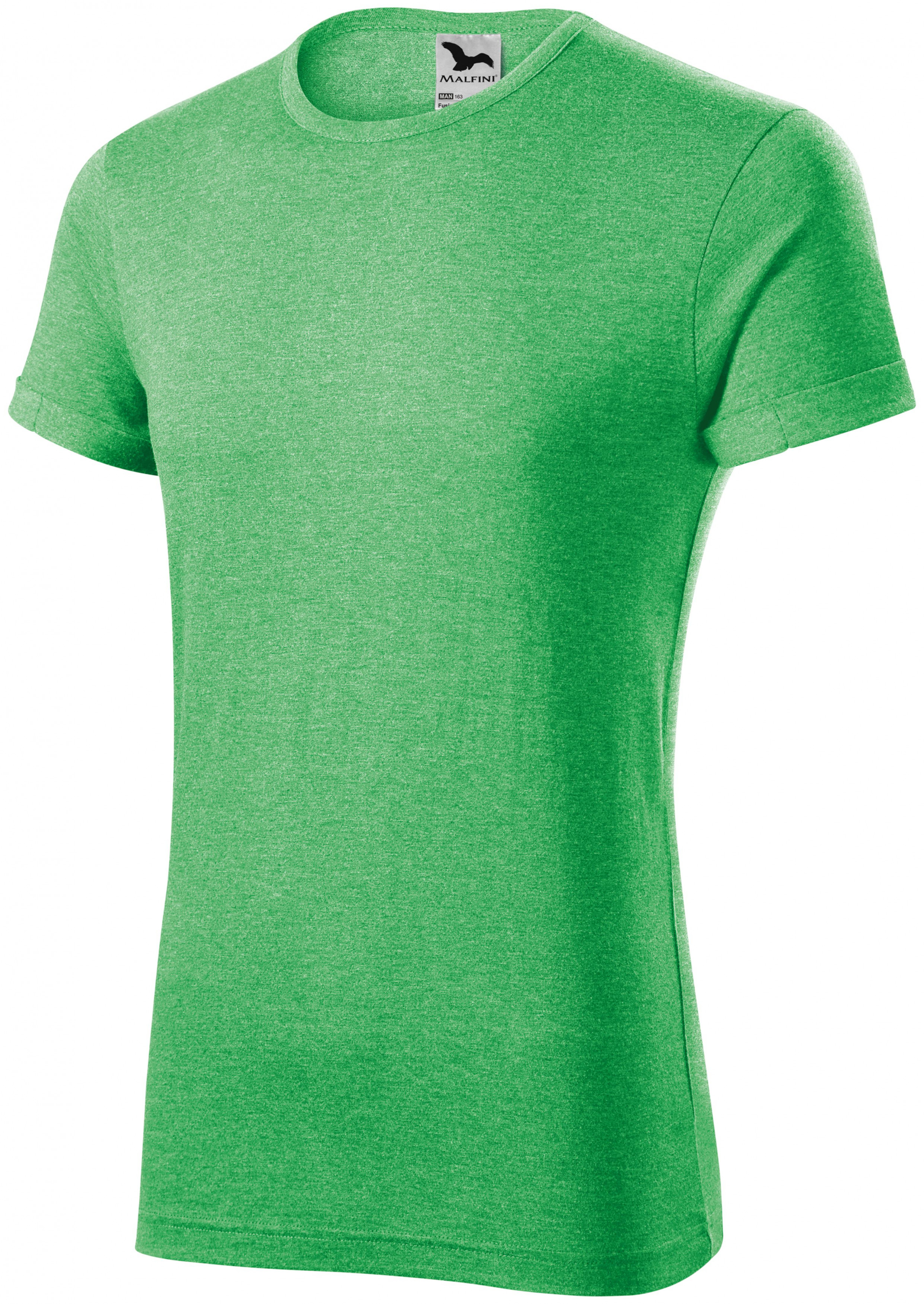 Pánske tričko s vyhrnutými rukávmi, zelený melír, S