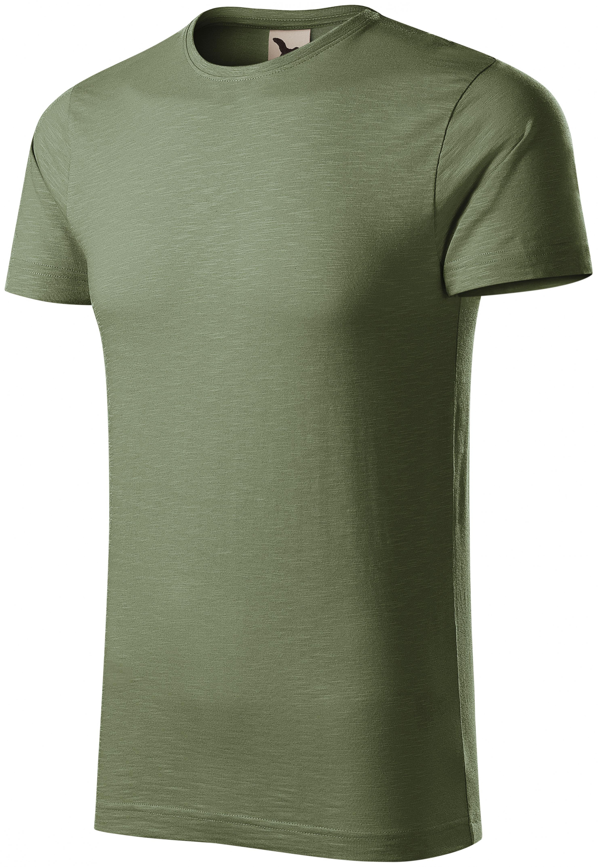 Pánske tričko, štruktúrovaná organická bavlna, khaki, L