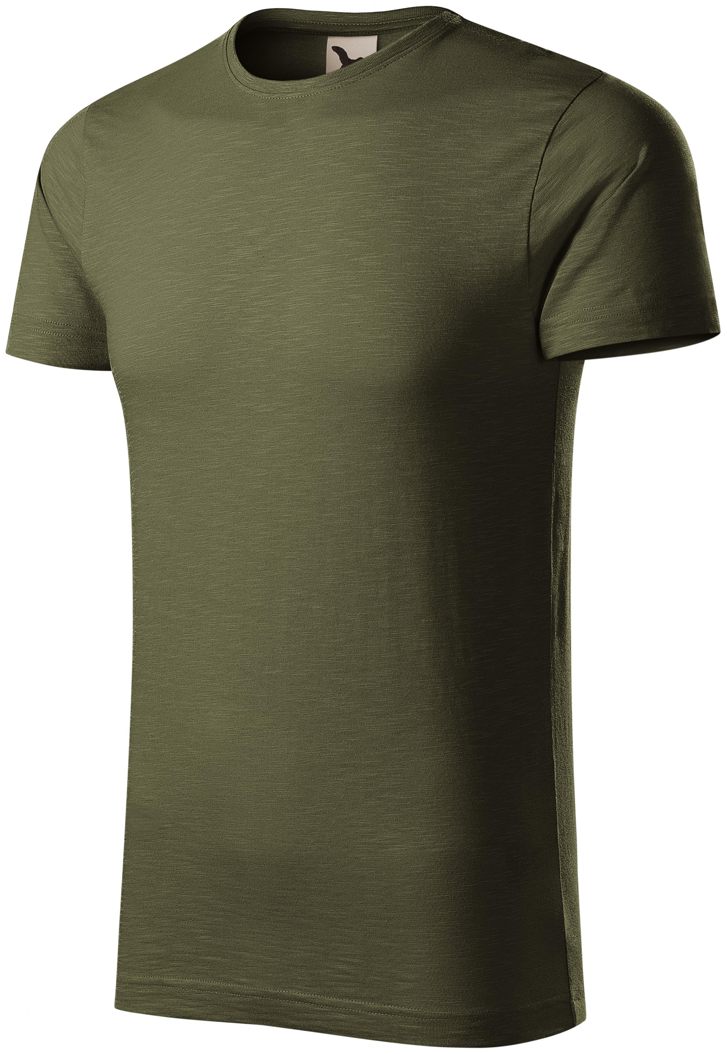 Pánske tričko, štruktúrovaná organická bavlna, military, L