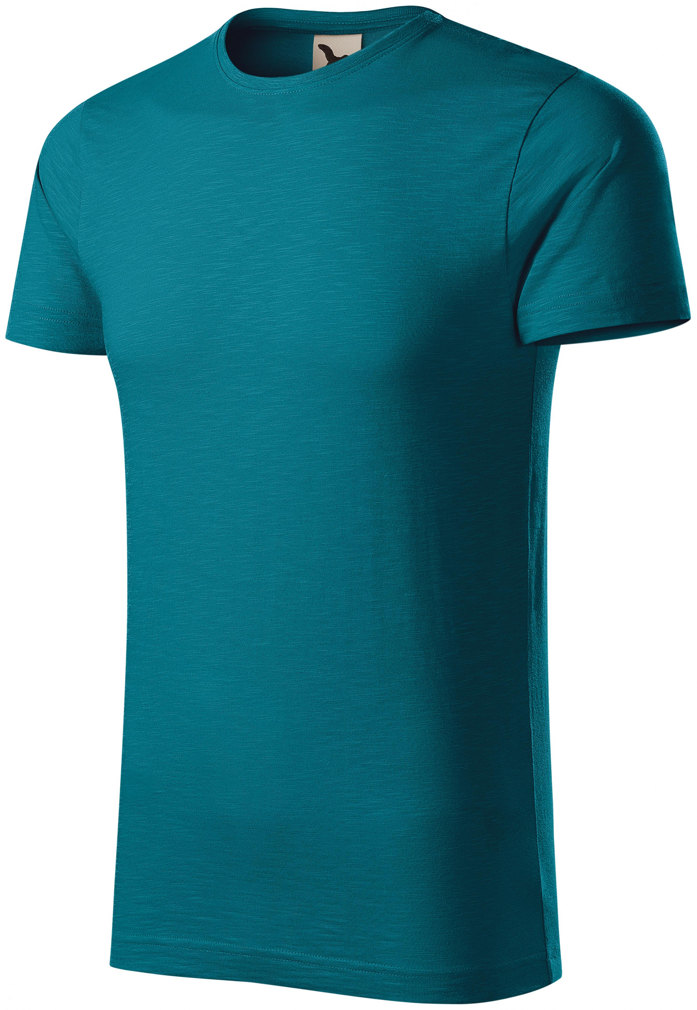 Pánske tričko, štruktúrovaná organická bavlna, petrol blue, L