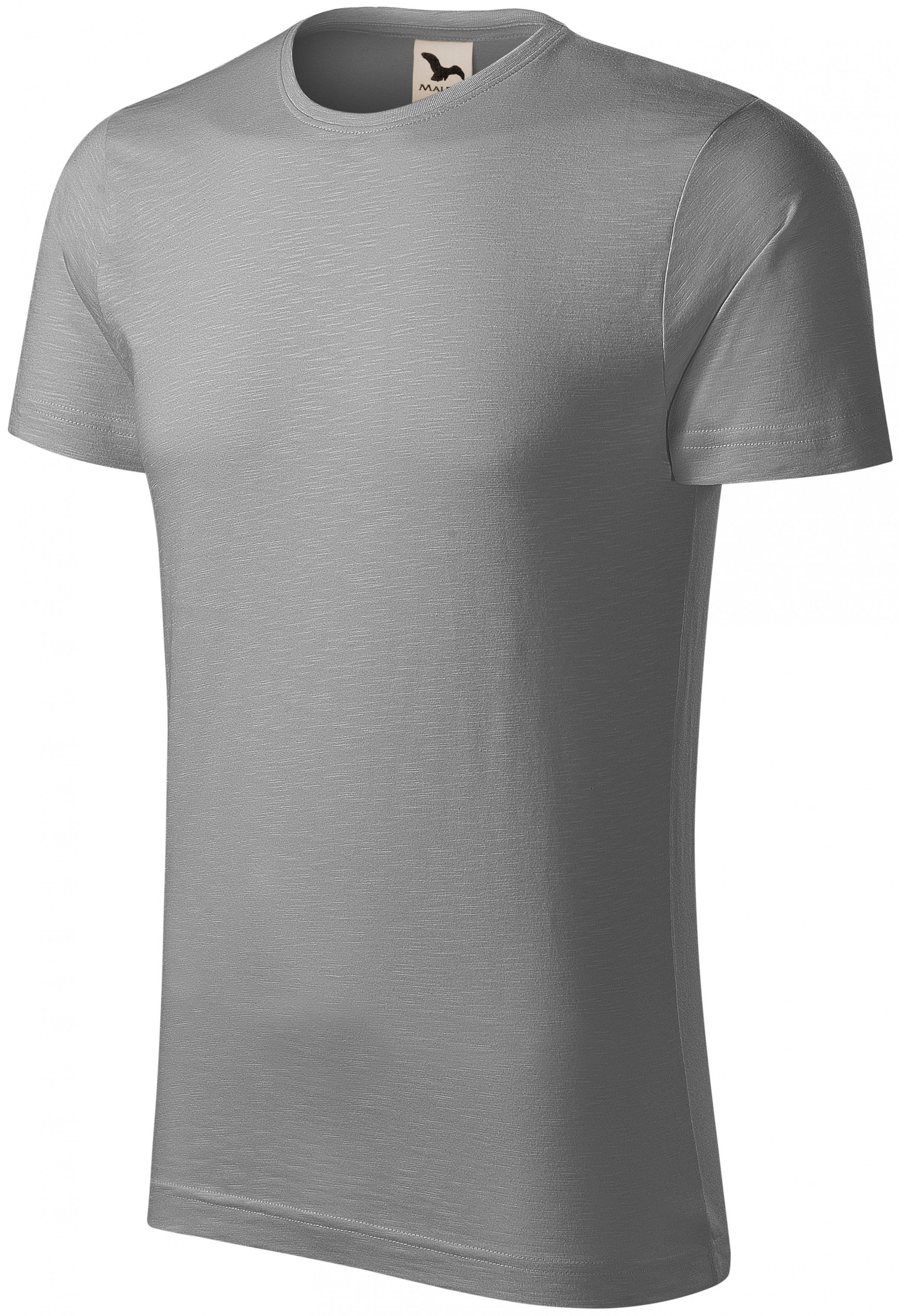 Pánske tričko, štruktúrovaná organická bavlna, starostrieborná, 3XL