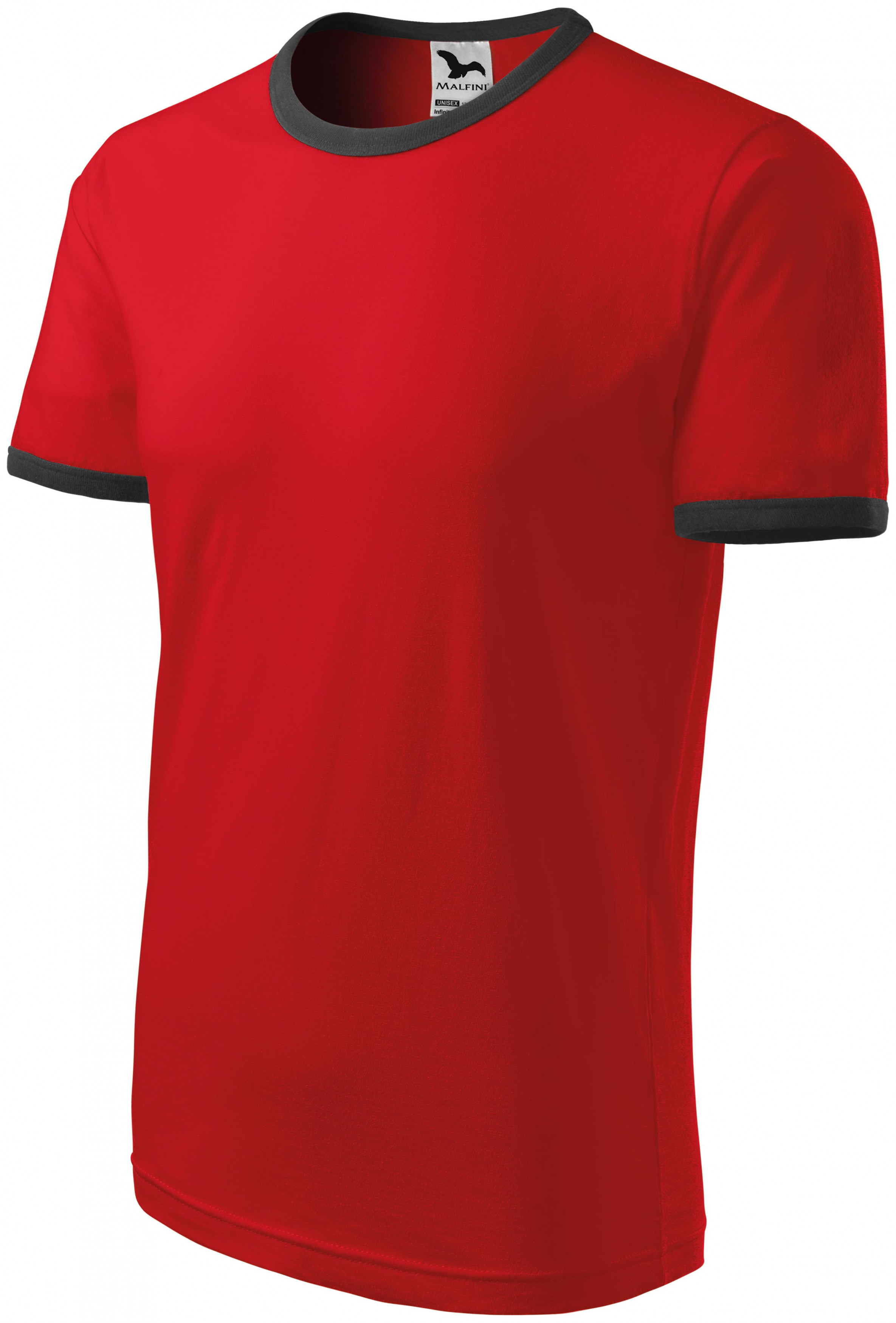 Unisex tričko kontrastné, červená, 2XL